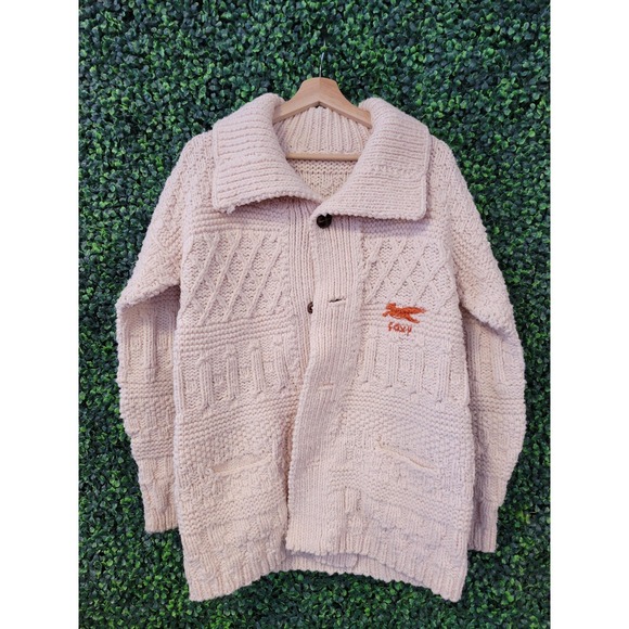 Sweaters - vtg 90s CUTE FOXY ANIMAL Sweater // cable-knit chunky rare comfy tundra grandma